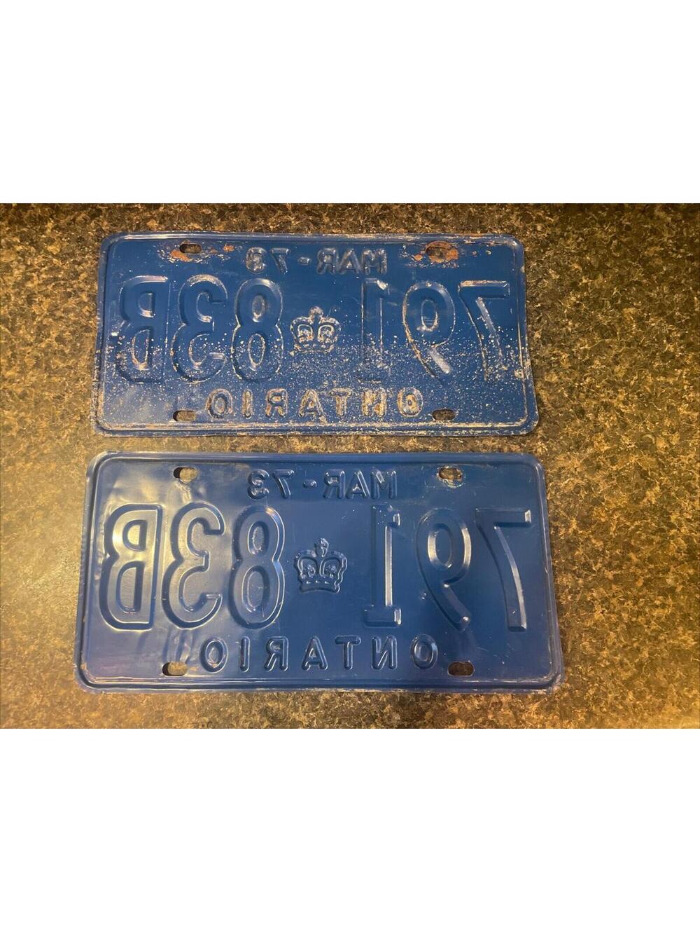 1973 Ontario Canada License Plate Pair Set - Picture 2 of 2